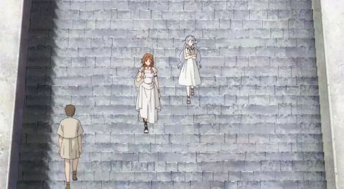 葬送のフリーレン第10話「強い魔法使い」望遠圧縮みたいな階段