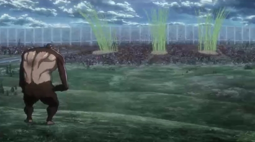 進撃の巨人3期第53話信号弾を上に撃ってる